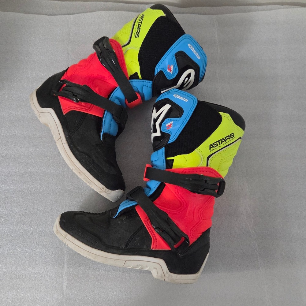 Alpinestars Tech 3S Kids Motocross Boots Black Blue Red Yellow 13J US 32 EUR